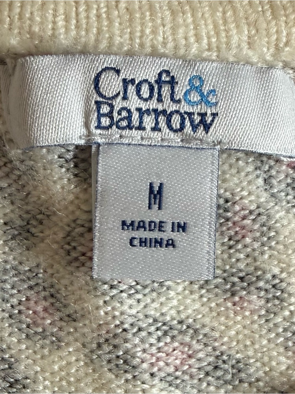 croft & barrow Cream and Pink Leopard Print Crew Neck Sweater - Picture 10 of 13